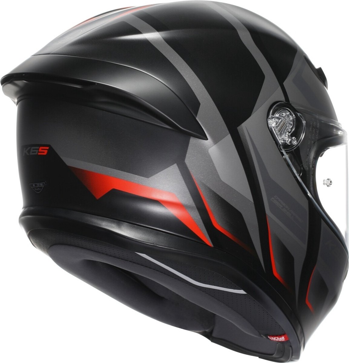 AGV K6 S Karve Matt Black/Grey/Red - Maat L - Integraal helm - Scooter helm - Motorhelm - Zwart - Scooterhelmen mannen en vrouwen. – foto 4