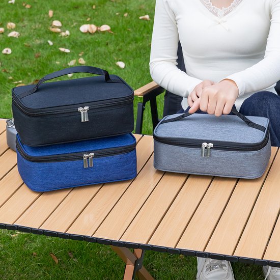 Kleine geïsoleerde lunchtas van 3,2 liter - Geïsoleerde lunchbox voor zowel mannen als vrouwen - Zachte en verkoelende lunchtas met handvat - Geschikt voor picknicks, werk, kantoor, school, enz. - Blauw van FlowFly — afbeelding 4