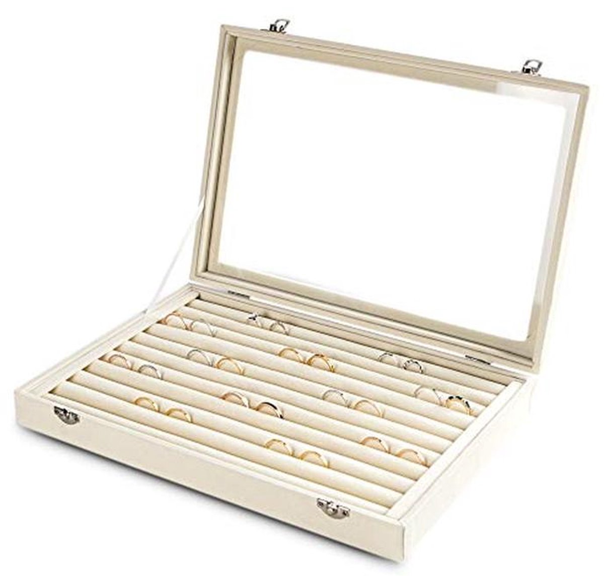 Sieraden Organizer met Velvet en Doorzichtig Deksel - 10-vaks