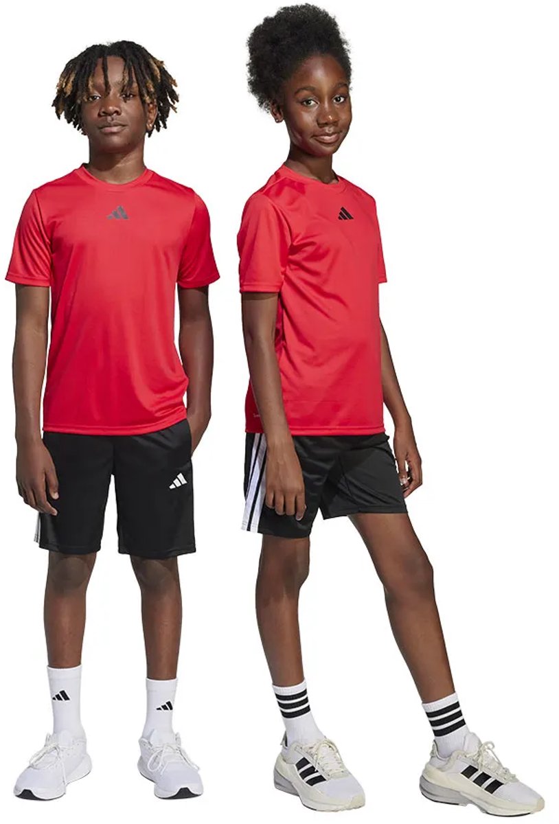 Adidas Train Essentials 3 Stripes Tee Korte Mouw Set 7-8 Years Kinderen Zwart