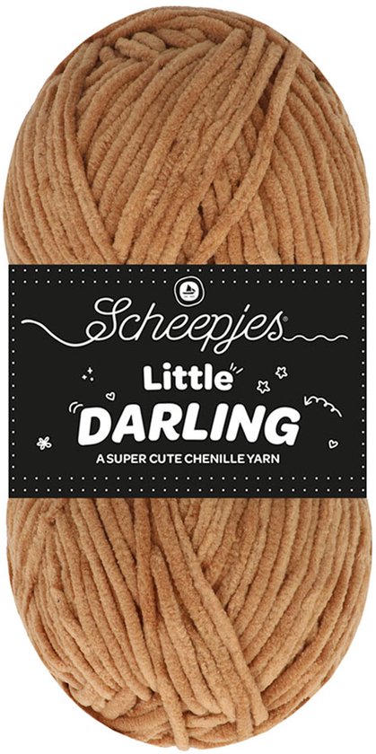 Pelote de fil Scheepjes Little Darling couleur Teddy Bear, un fil chenille doux et marron clair.
