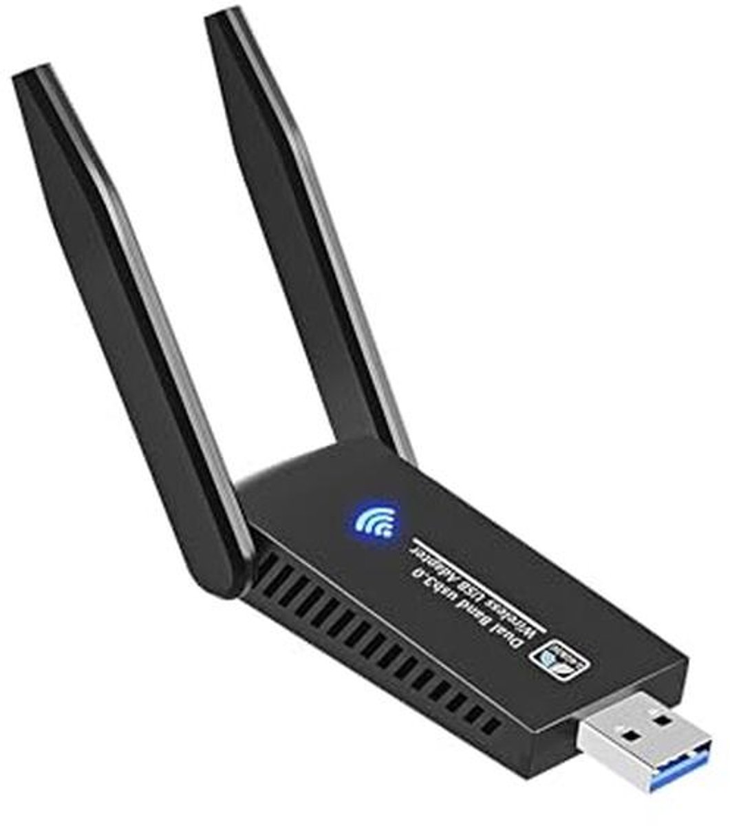 USB WiFi Dongle 1300 Mbps - Wireless USB Adapter met hoge snelheid en dubbele antenne
