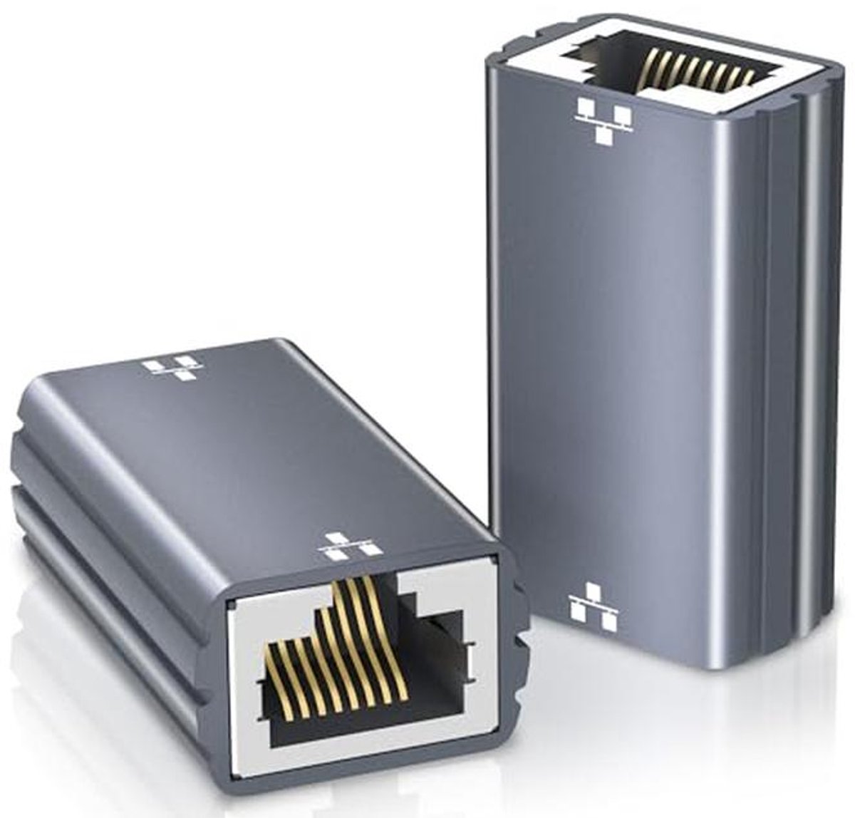 RJ45 Adapter LAN-verlenging - 10 Gigabit Ethernet-connector voor netwerkkabel - Compatibel met Cat8, Cat7, Cat6, Cat5e, Cat5 - 2 Stuks