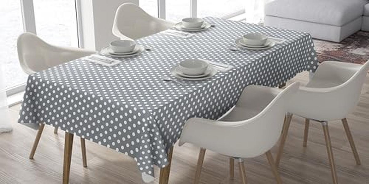 Rechthoekig PVC Tafelkleed 140 x 180 cm met Stippen - Lichtgrijs