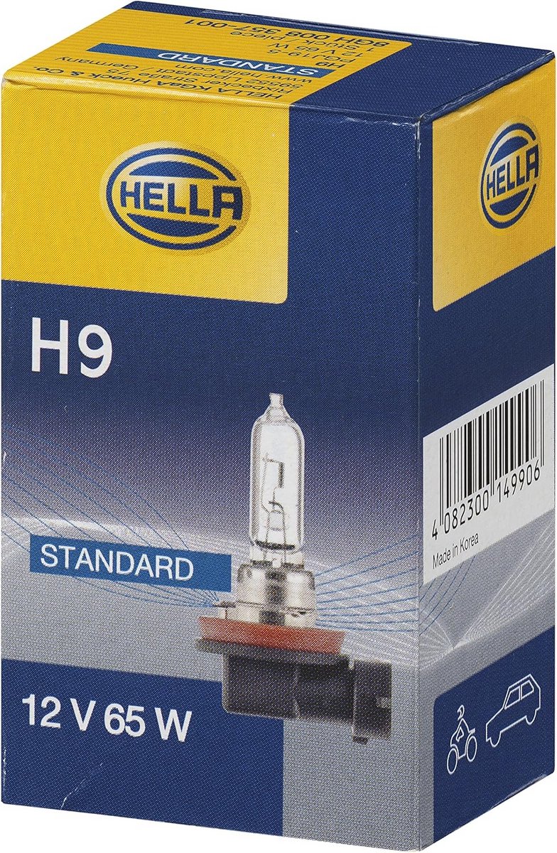 H9 Halogeen Gloeilamp 12V 65W - PGJ19-5 - Standaard - 1 Stuk