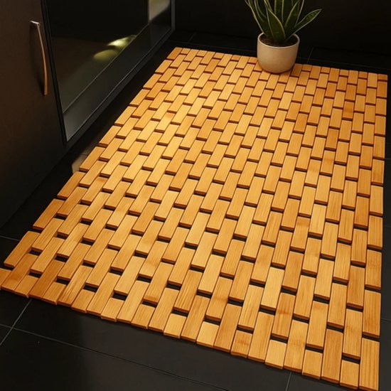Ruhhy bamboe badmat 80x50 cm – antislip en waterproof
