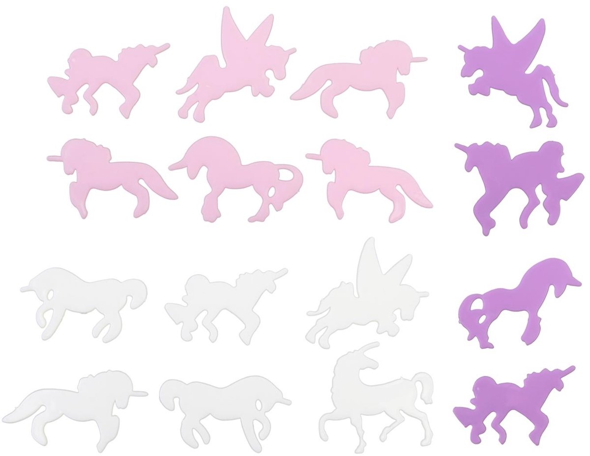 Home Deco Kids Glow in the dark Unicorn / eenhoorn - 16x stuks - multi color - kinderkamer decoratie