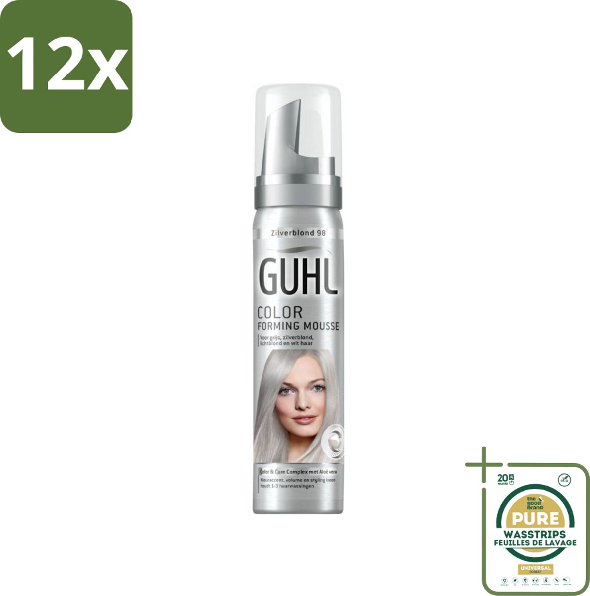 Guhl - Kleurmousse - Zilverblond No. 98 - 75 ml - Voordeelverpakking - 12 stuks - Blond haar - Grijs haar