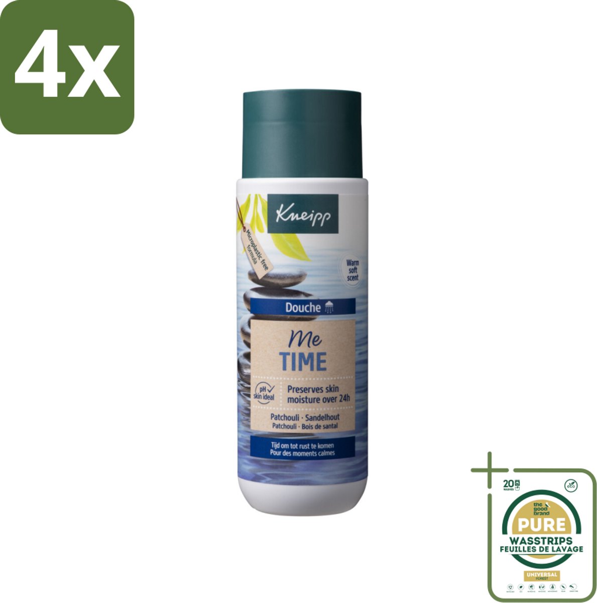 Kneipp - Douchegel - Me-Time - 200 ml - Voordeelverpakking - 4 stuks - Patchouli - Sandelhout