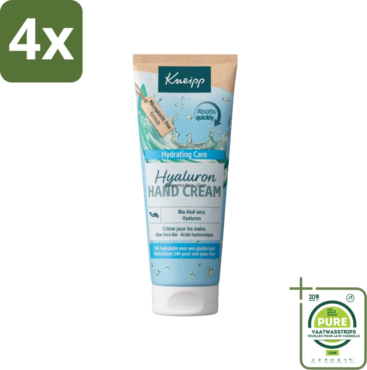 Kneipp – Aloë Vera Bio – Handcrème met Hyaluronzuur – 75 ml - Voordeelverpakking - 4 stuks - Handcrème - Hyaluronzuur