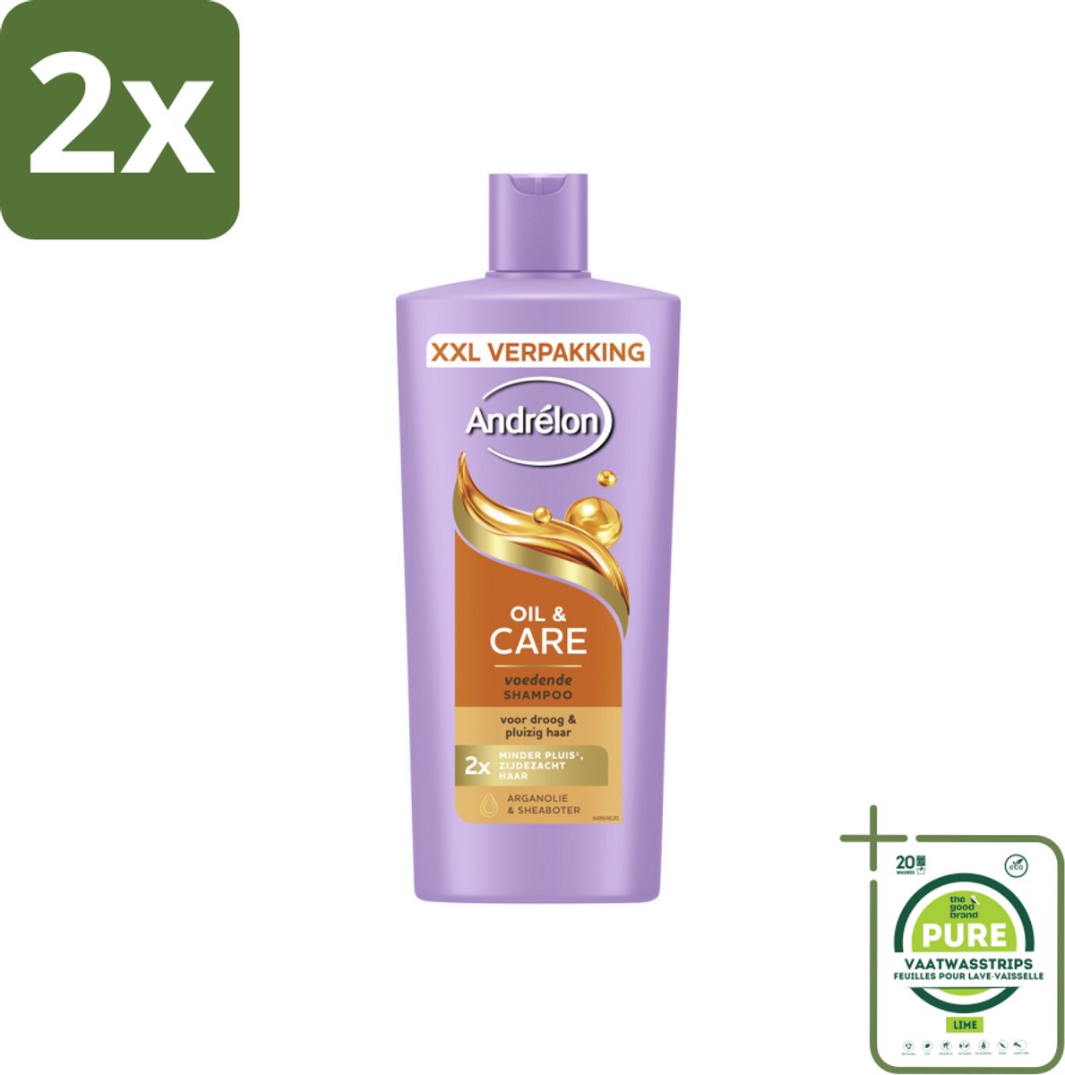 Andrélon – Shampoo – Oil & Care – 685 ml - Voordeelverpakking - 2 stuks - Haar verzorging - Pluisvoorkomen