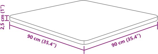 vidaXL - Tafelblad - vierkant - 90x90x2,5 - cm - massief - eiken - lichtbruin