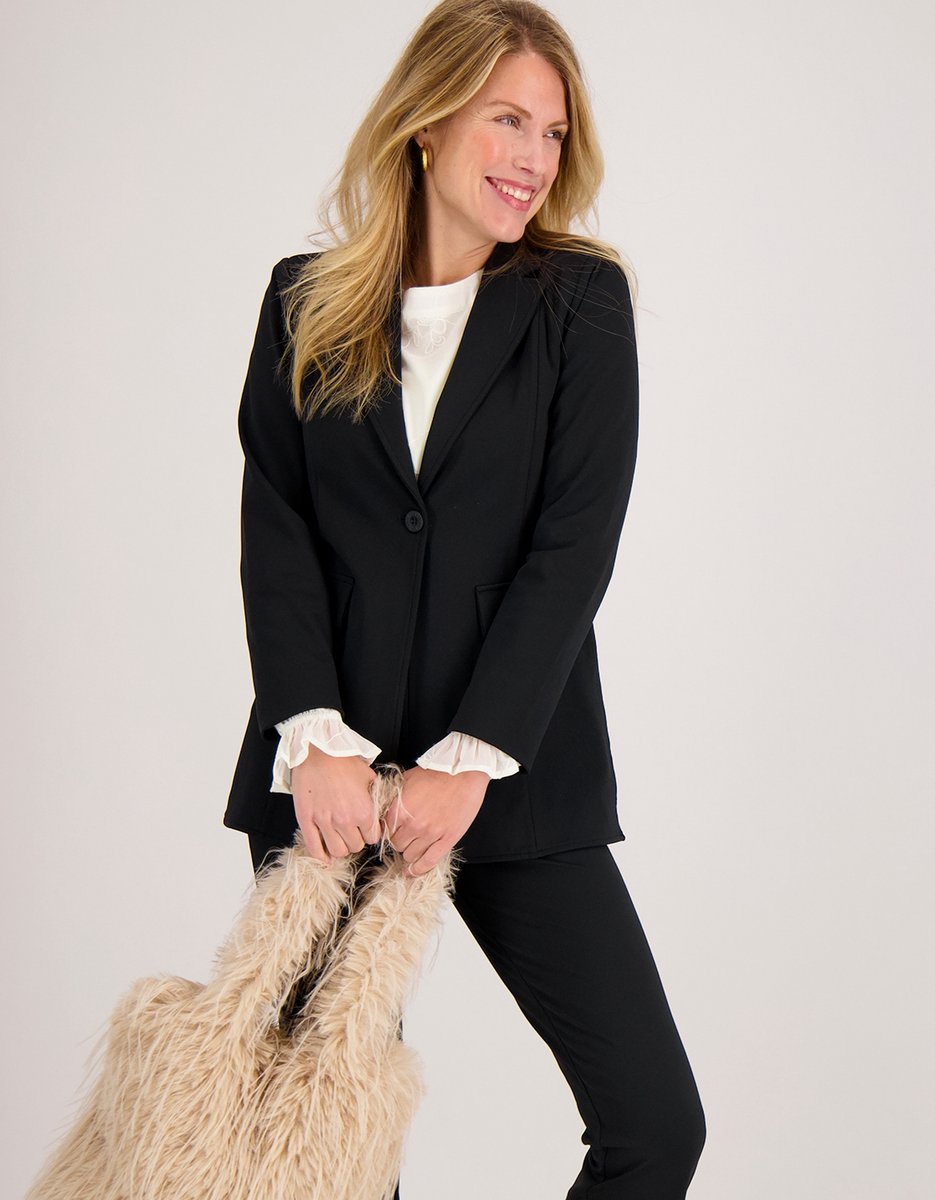 Je m'appelle Travelstof Dames Blazer Met stretch - Zwart - Maat XS