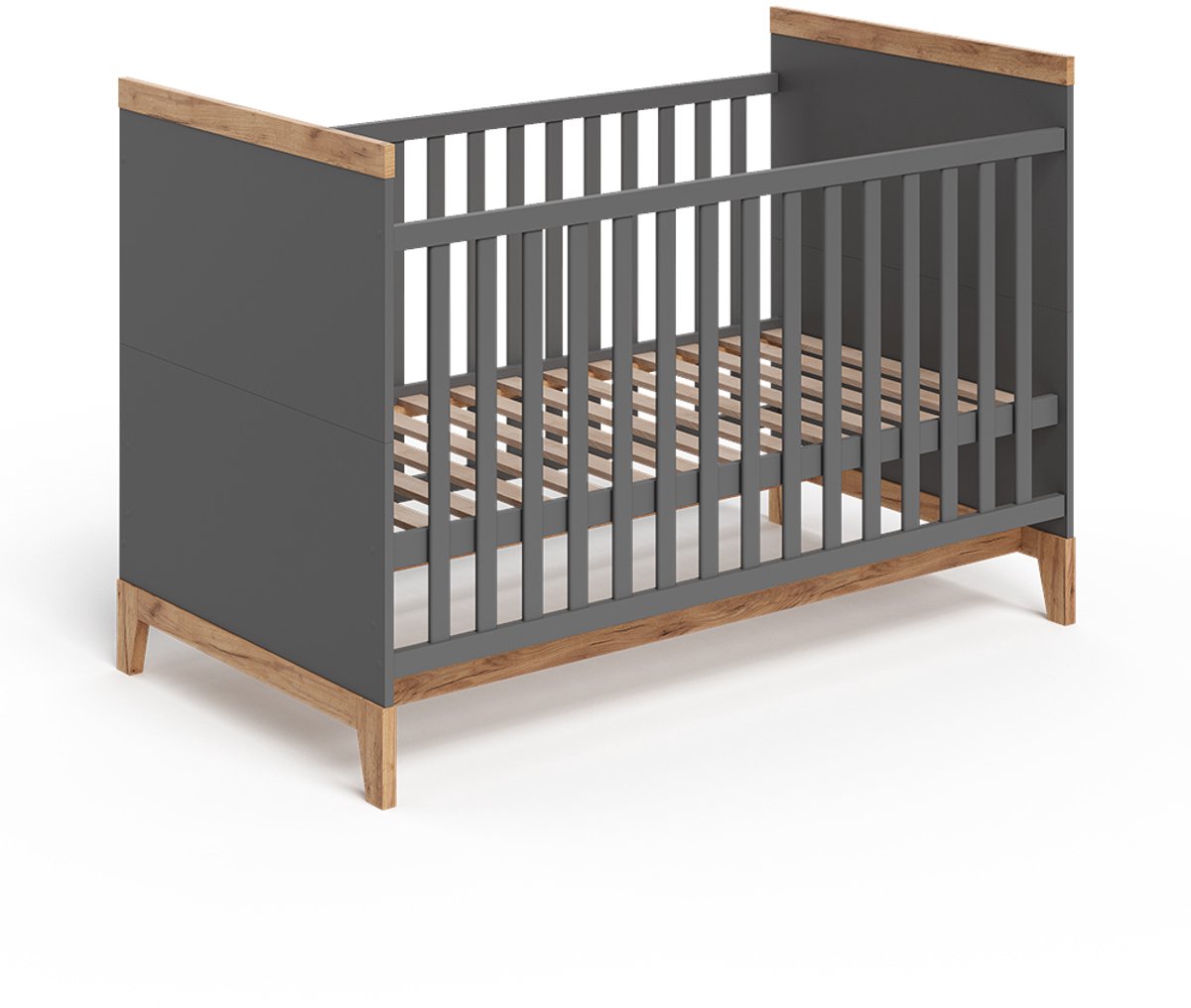 vitalispa Malia Babybed – 70x140 cm Grijs/Kunstnijverheid Grijs/Artisanaal eiken