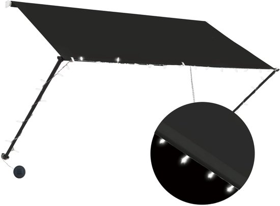 Auvent extensible avec LED 250x150 cm anthracite