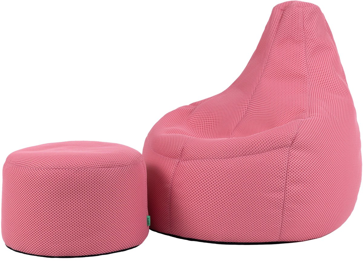 Icon Dalton XL Zitzak Fauteuil met Poef - Gaming - Roze