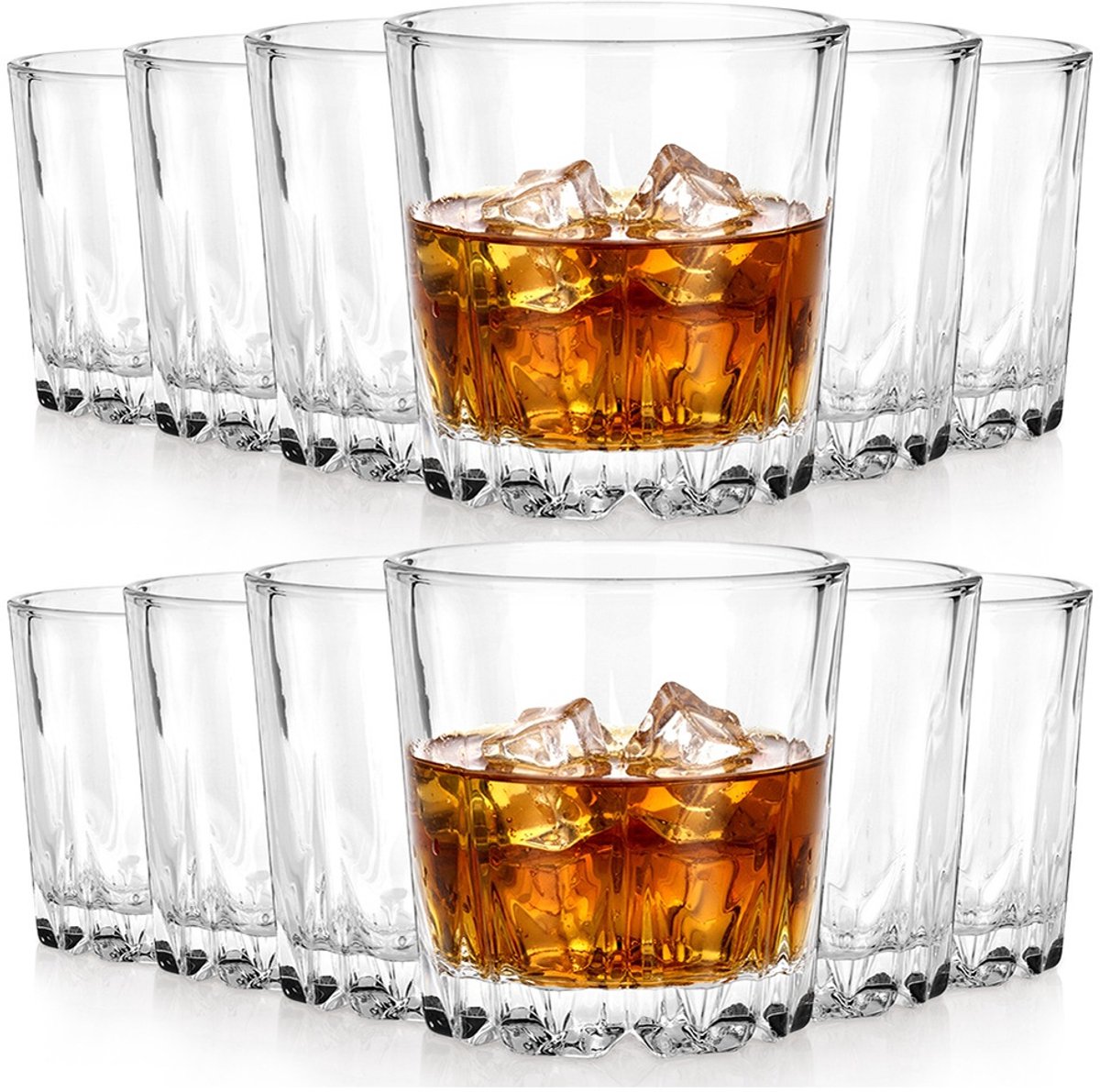 Whiskey Glazen 280 ml 12 stuks - Glas - Set - Waterglazen - Drinkglazen