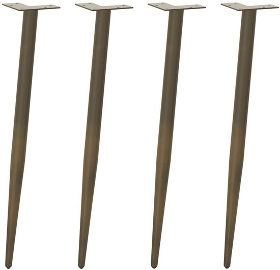 vidaXL - Pieds de table basse - conique - forme - 4 - pcs - 72-73 - cm - acier - naturel
