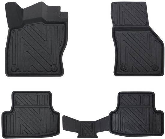 Ensemble complet de tapis de sol en caoutchouc noir aspect carbone pour Audi A3 (8V).