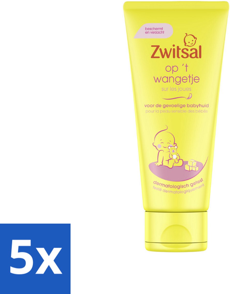 5 x Zwitsal - Op 't Wangetje - Gezichtscrème voor Baby’s - Gevoelige Babyhuid - 100 ml - Babyhuid Verzorging - Gezichtscrème Voor Baby - Gevoelige Babyhuid - Bescherming Tegen Wind En Weer - Kamille Extract