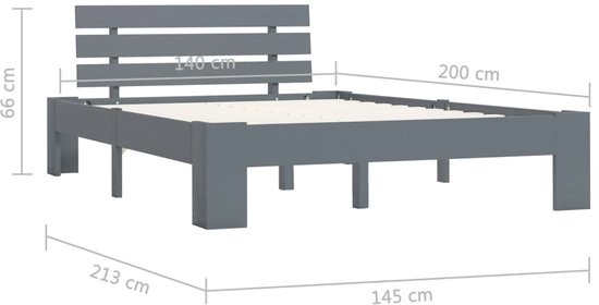 The Living Store Cadre de lit Bois de pin Massief - 213 x 145 x 66 cm - Convient pour matelas 140 x 200 cm