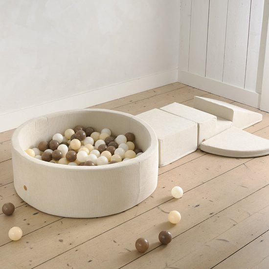 Petite Amélie Ballenbak Rond - 90x30 cm- Ballenbad incl. 200 ballen - Beige corduroy — afbeelding 4