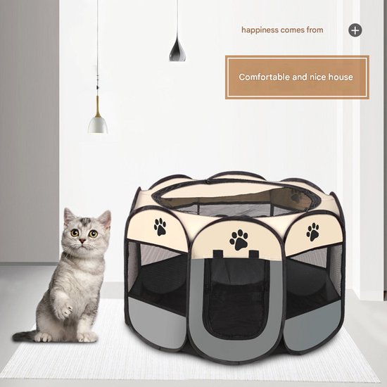 Achthoekige omheining voor huisdieren, tent voor huisdieren, Oxford-doek, krasbestendig, opvouwbare hondenkooi, kraamkamer voor honden en katten, honden- en kattenbed. — afbeelding 3