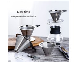 Koffiefilter van roestvrij staal voor het schenken van koffie, filterbeker voor druppelkoffiezetapparaat, koffie-druppelaar met voet, papierloos filter.