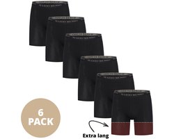 Mario Russo Boxershorts - Boxershort heren - Onderbroeken heren Extra lange pijpen - 6-pack - Zwart - S