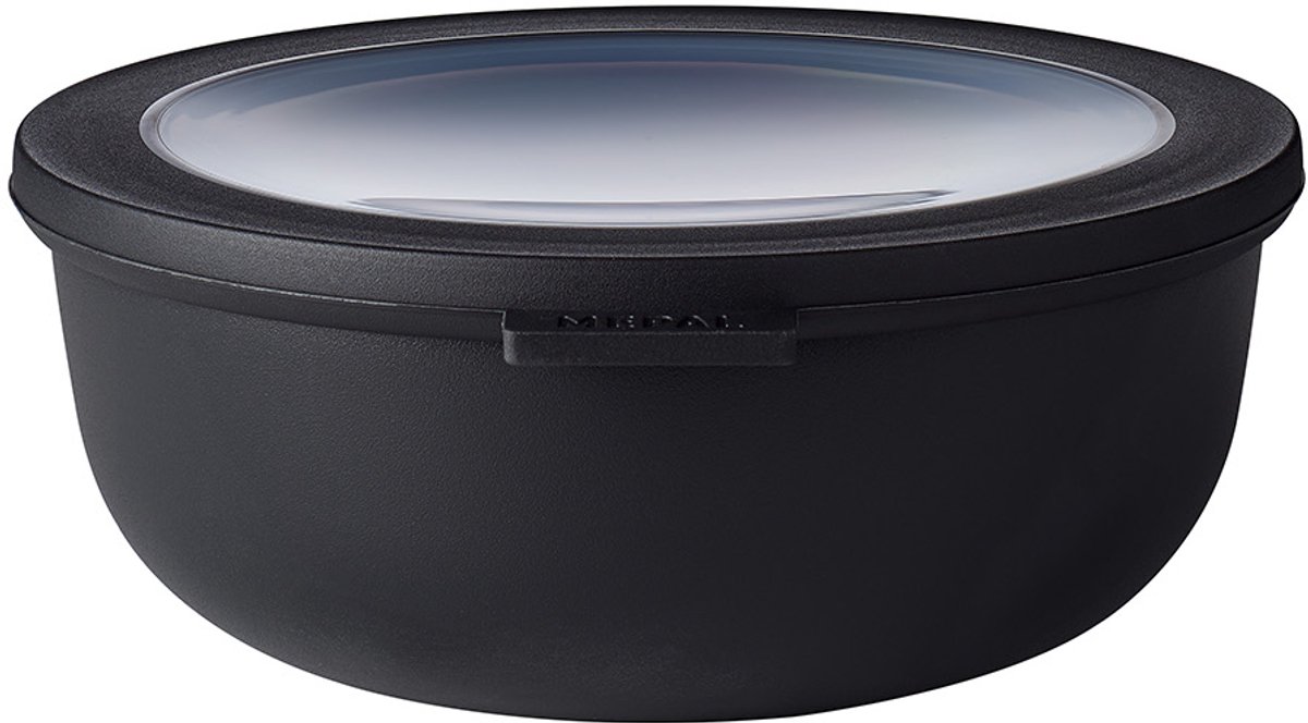Mepal – Multikom Cirqula rond 1250 ml – Mag in de vriezer, magnetron en vaatwasser – Nordic black – Geschikt als meal prep bakje, vershoudbakje, bewaardoos