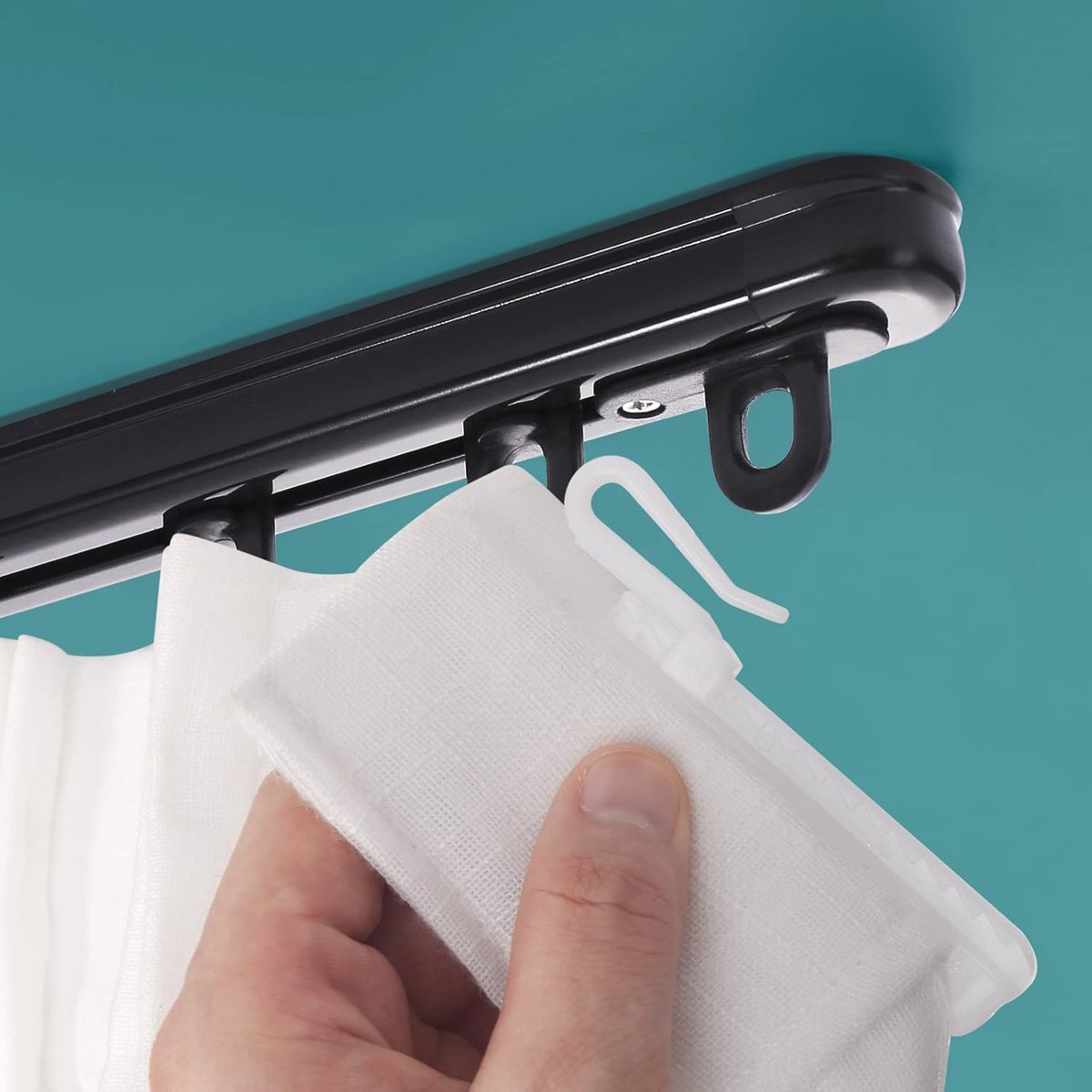 Intrekbare Plafondgordijnrail voor Kamerverdeling en Douche, 73,5-175 cm, Zwart