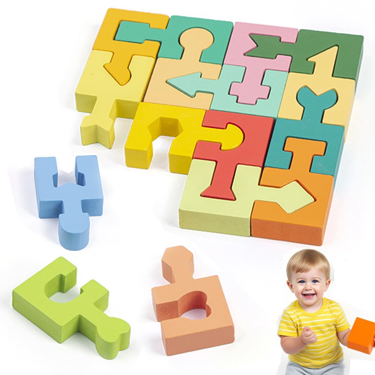Kraftverdia Geometrische blokken Speelgoed – Speelgoed Voor Peuters – Montessori-speelgoed Voor Jongens En Meisjes Van 1- 3 Jaar - Houten Sorteer – En Stapelspeelgoed – Vormen - en kleurensorteerspeelgoed– Educatief speelgoed voor kinder