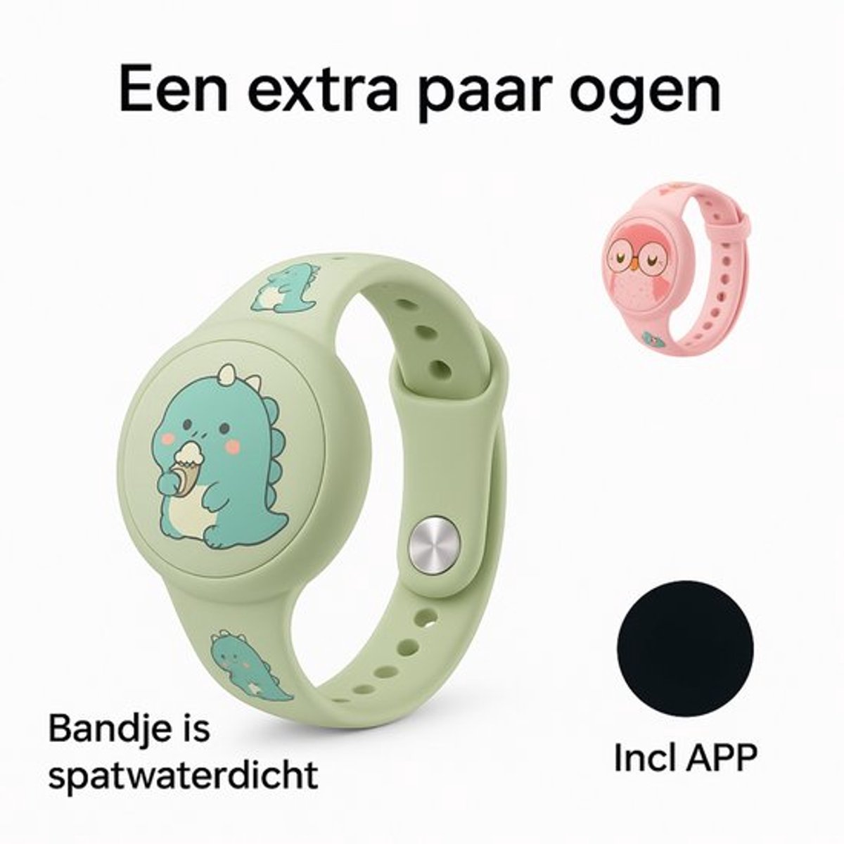 Waterdichte GPS Armband voor Kinderen + GPS - Verstelbaar, Siliconen GPS Tracker Houder - Groen