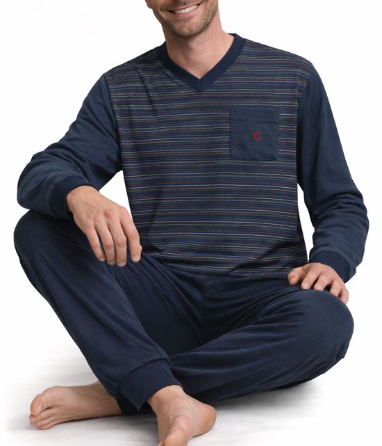 Gentlemen - Pyjama en Tissu Éponge pour Homme - Marine - Col en V - Taille L