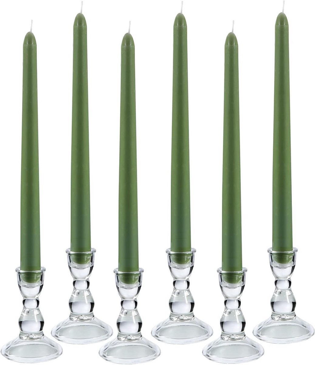 Set van 6 Glazen Kandelaars voor Standaard Kaarsen - Decoratief en Stijlvol voor Feest en Tafel