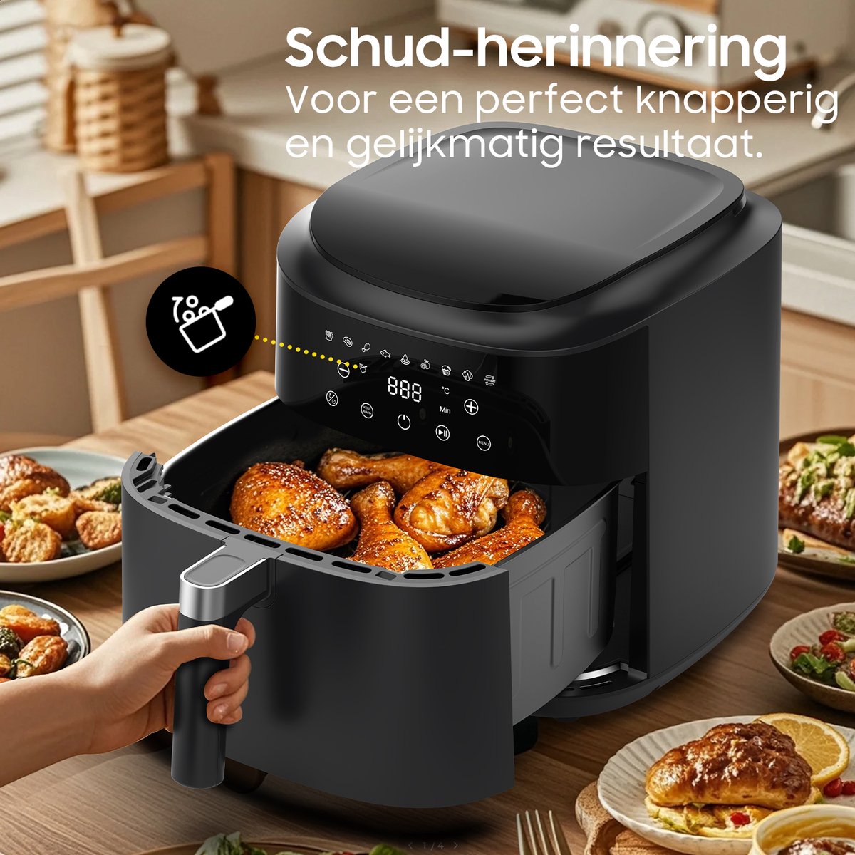 XL Airfryer met Dubbele Lade 9L - 2350W Krachtige Prestaties - afbeelding 3