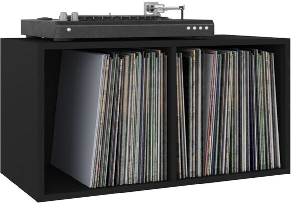 Platenspelermeubel - LP-kast - Platenspelerkast - Draaitafelstandaard - Platenspelerstandaard - Vintage Displayplank - Zwart