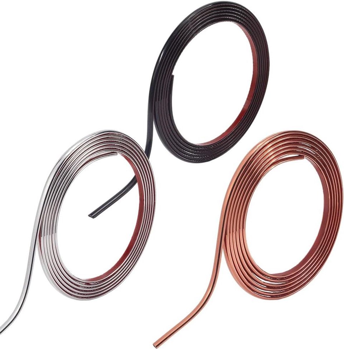 CSGoods - Flexibele Peel en Stick Molding Trim voor DIY Decor - Muur Trim, Behang Grens, PVC Buigbare Strips - 3 Rollen, 3 Kleuren