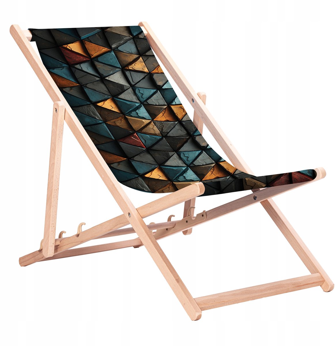 Houten Ligstoel met 91 Unieke Prints - Verstelbaar & Duurzaam