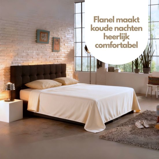 Dream textiles Drap Flanelle Ivoire - Double 200x260 cm - 100% Katoen - Merveilleusement Chaud - Super Doux -