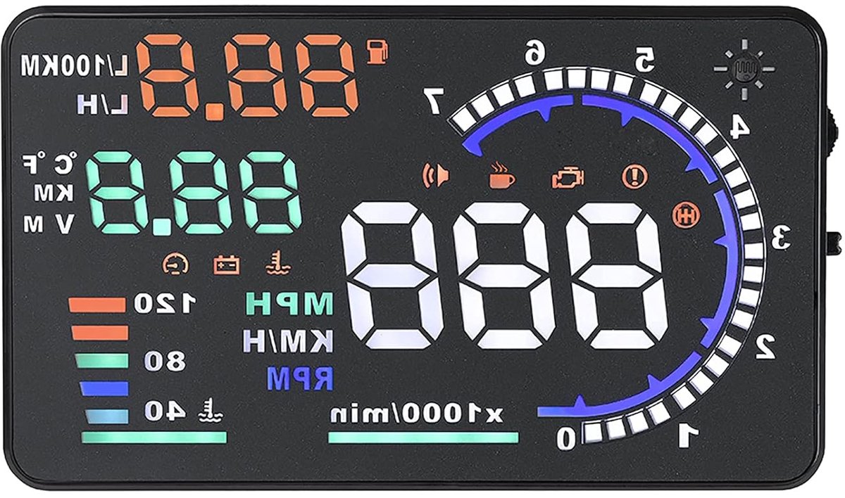 Universele 5.5'' Auto HUD - Head-Up Display Windshield Projector voor Voertuigsnelheid - Met snelheid - motor snelheid - kilometerstand - vermoeidheidsherinnering