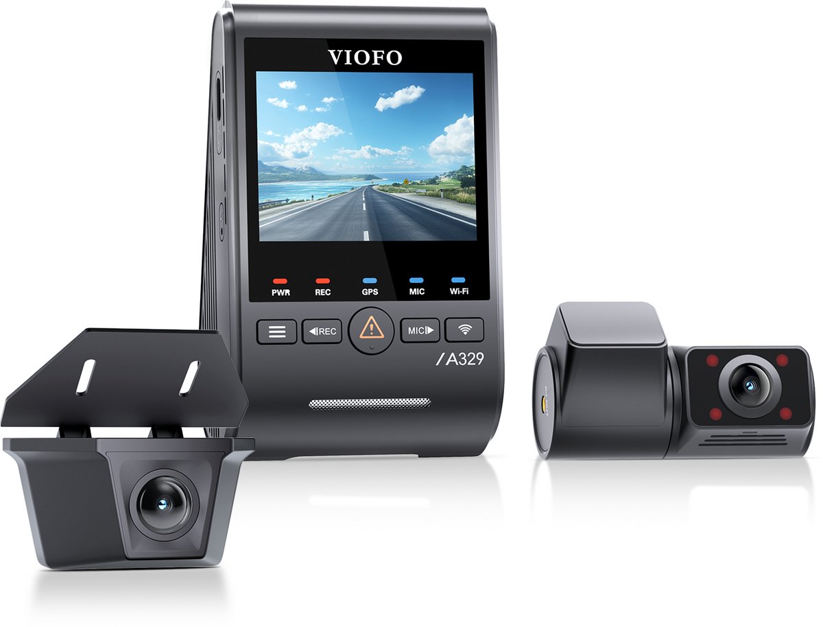 VIOFO A329SW 3CH - 4K 60FPS Dashcam - Inclusief CPL filter, interieur- en waterdichte achtercamera - 2025