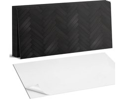 Coloray Plaktegels - Visgraat parketpatroon Wandtegel Zelfklevend - 60 cm x 30 cm - Zwart Plaktegels - 6 stuks - Rechthoek PVC Tegels - Plaktegels Keuken - Zelfklevende Vloertegels Badkamer - Vinyltegels Vloer Zelfklevend - Zelfklevende Wandtegels
