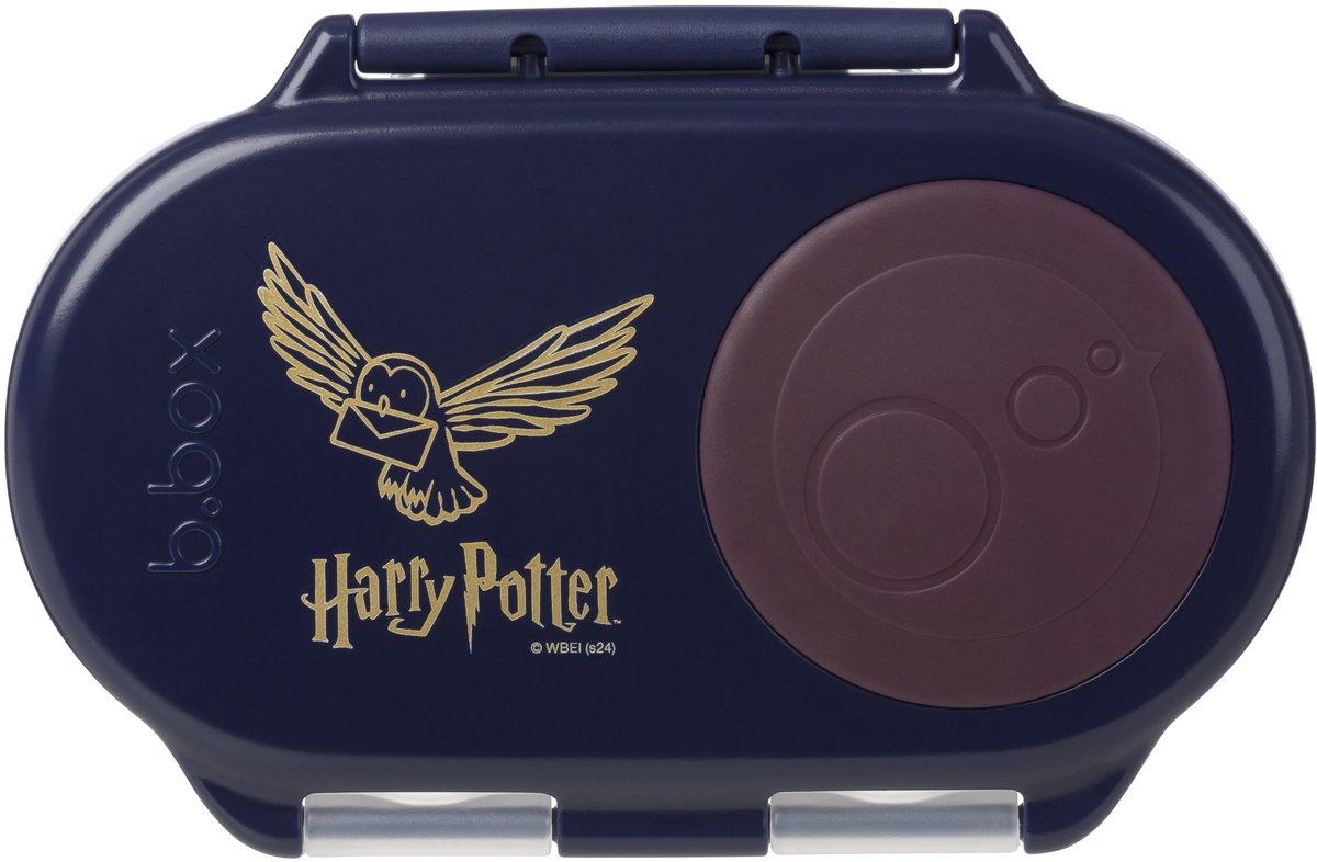 b.box Harry Potter mini Snackbox -lunchbox voor kinderen - bentobox met 2 lekvrije compartimenten - flexibele houder voor heel fruit - verwijderbare verdeler, BPA-vrij - vaatwasmachinebestendig - draaggreep - 210 mm x 168 mm x 73 mm