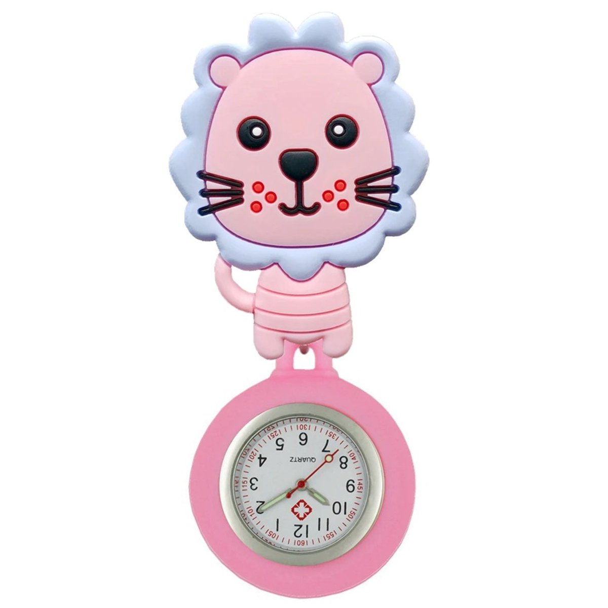Fako® - Verpleegstershorloge - Zusterhorloge - 3D Roller - Leeuw Roze
