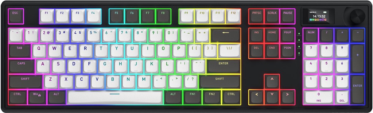 HATOR Skyfall Pro Wireless 100 toetsenbord Gamen USB + RF Wireless + Bluetooth QWERTY Amerikaans Engels Zwart, Grijs