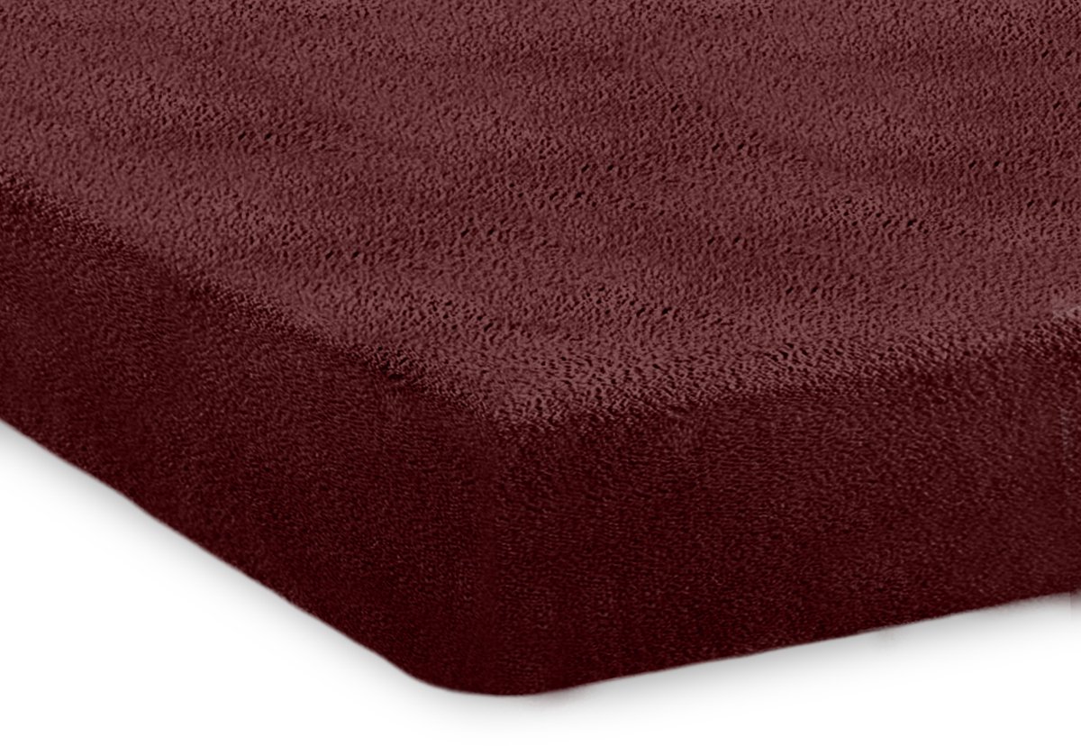 Eleganzzz Hoeslaken 200 gr/m2 Hoogwaardig Teddy Pluche 35cm Hoekhoogte - Bordeaux - 160x200 - Hoeslakens - Lits Jumeaux - Fluffy Hoeslaken