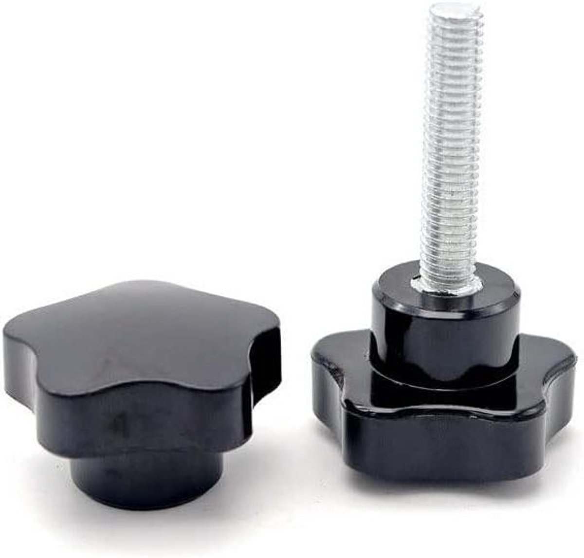 Provento - Knop met sterpatroon voor M6 x 25mm schroefdraad, zwart handvat met klemfunctie