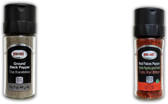 Bagdat Paprika Poeder Zoet + Peper Zwart Gemalen – 2-stuks
