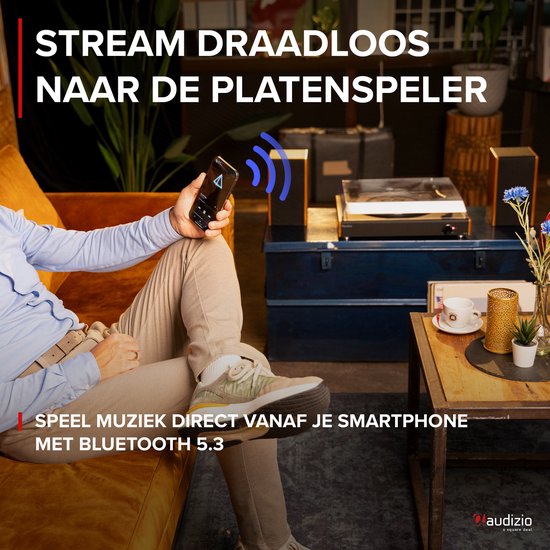 Platenspeler Bluetooth - LP speler met stereo speakers - Audizio RP335 - Retro - Houtlook — afbeelding 4